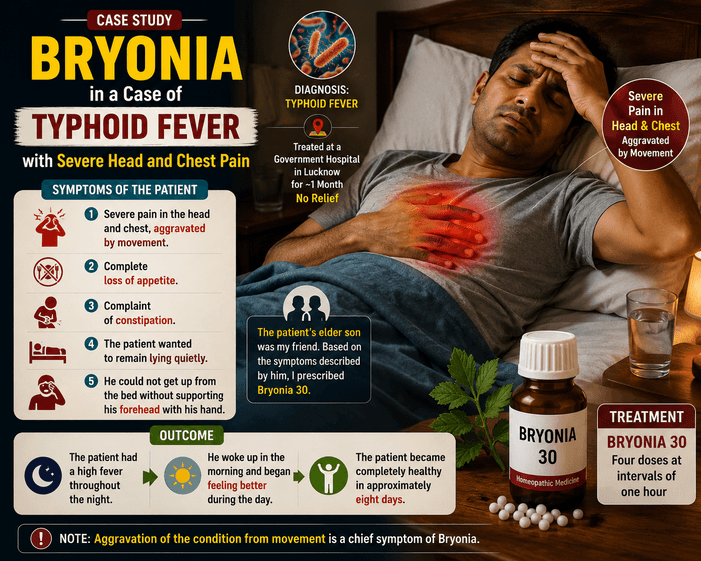 Bryonia in a Case of Typhoid Fever with Severe Head and Chest Pain