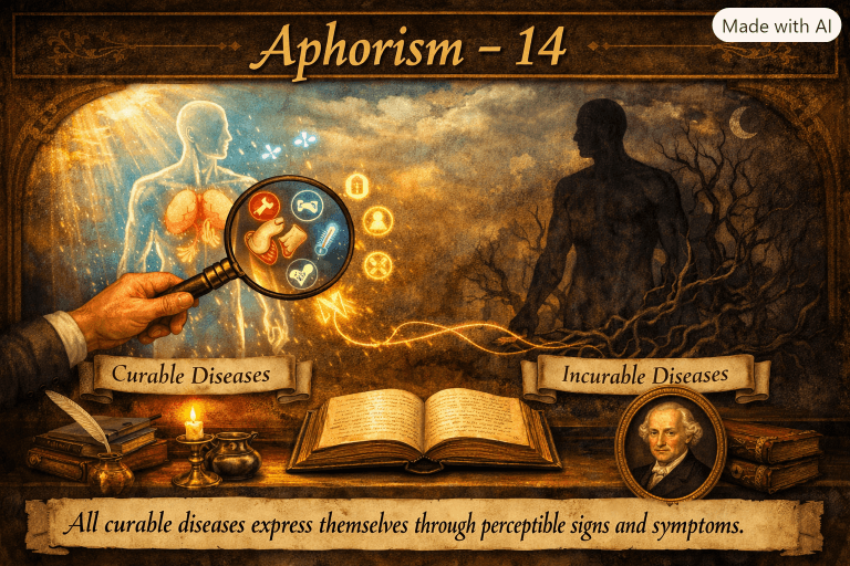 Aphorism - 14, Health as Harmony: Absence of Morbid Signs and Need for Cure.